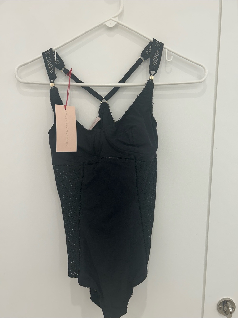 Stella McCartney Black Lace-Trim Shapewear Bodysuit